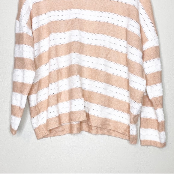 NWT FRNCH Nadiege Striped Boxy Pastel Pink Crewneck Sweater M/L - Picture 6 of 11